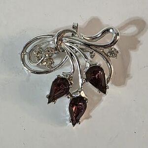 Vtg Floral Crystal Brooch Pendant Combo